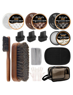 Kit de Pulido de Zapatos de 15 Piezas drtulz - Cuidado Cuero Liso