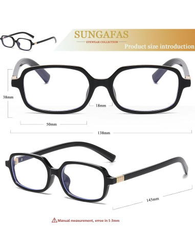 Gafas Rectangulares Retro SUNGAFAS con Bloqueo Luz Azul