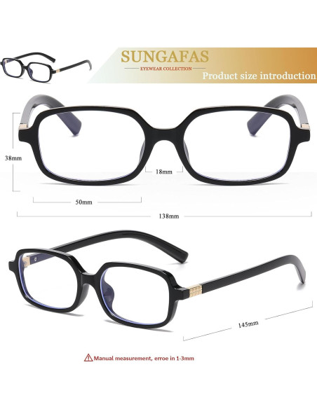 Gafas Rectangulares Retro SUNGAFAS con Bloqueo Luz Azul