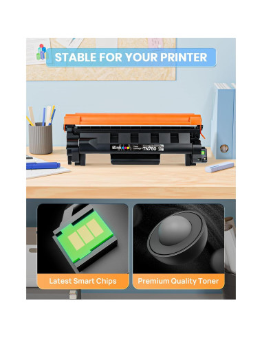 Tóner E-Z Ink TN760 Compatible para Impresora Brother - Paquete Doble
