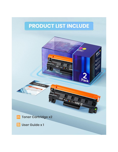 Tóner E-Z Ink TN760 Compatible para Impresora Brother - Paquete Doble