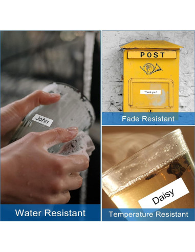 Cinta de Etiqueta Laminada Zencoma TZ 12mm Negra sobre Blanco - Paquete de 5