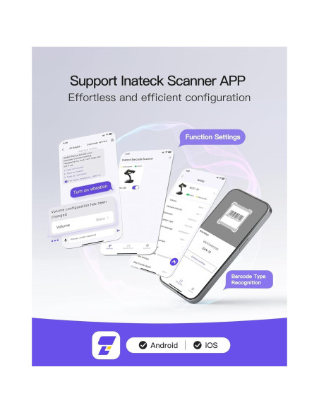 Escáner de Códigos de Barras 2D Inateck BCST-35 Inalámbrico