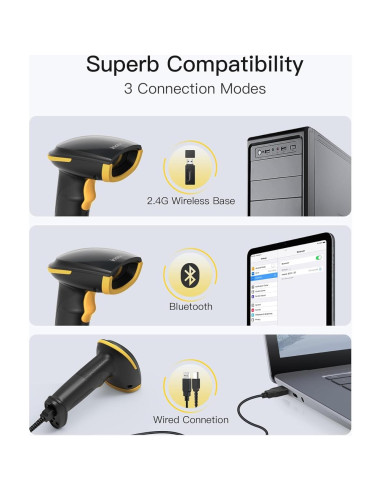 Escáner de Códigos de Barras 2D Inateck BCST-35 Inalámbrico