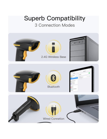 Escáner de Códigos de Barras 2D Inateck BCST-35 Inalámbrico