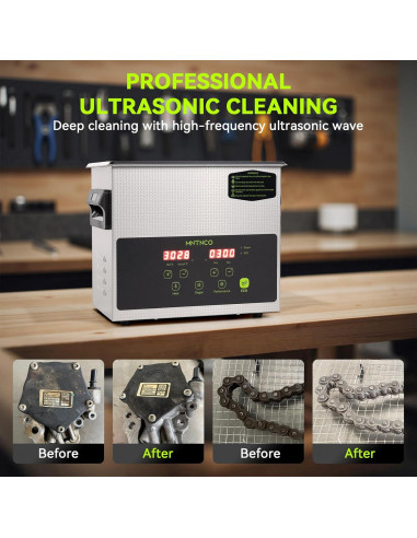 Limpiador ultrasónico 3L MNTNCO con modo ECO y calefacción