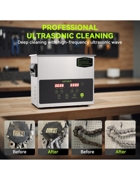 Limpiador ultrasónico 3L MNTNCO con modo ECO y calefacción