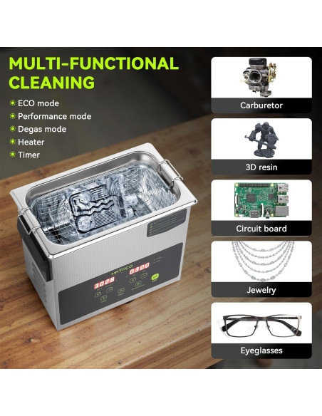 Limpiador ultrasónico 3L MNTNCO con modo ECO y calefacción