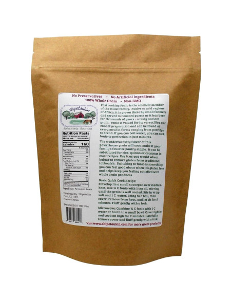 Fonio Africano Shipetaukin 794g - Sin Gluten, Vegano, Nutritivo
