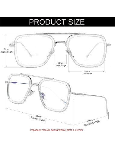 Gafas bloqueadoras luz azul NIDOVIX estilo Tony Stark