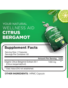 Suplemento de Bergamota Cítrica Nutrivein 1400mg 120 Cápsulas 2