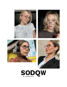 Gafas Falsas Retro Ovaladas SODQW con Lentes Antiluz Azul 2