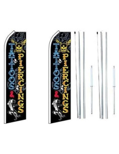 Banderas Swooper Rey OnPoint Wares - Paquete de 2 con Postes