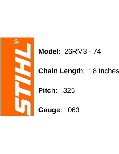 Cadena de Sierra STIHL 26RM3-74 Oilomatic 45.72 cm - Paquete de 2