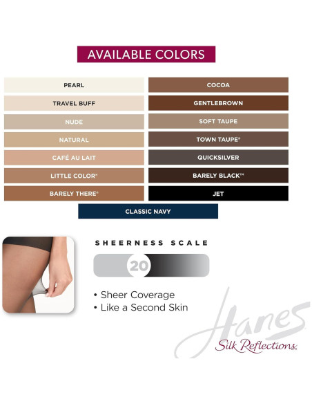 Medias de Seda Hanes Reflections Transparentes Control Superior
