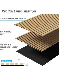 Paneles Acústicos VeloTek 3D de Madera 115x60 cm (4-Pack) 2