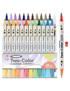 Juego de Marcadores Acrílicos TRANSON 24 Piezas Doble Punta 48 Colores