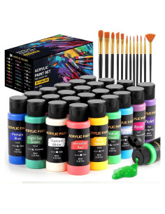 Juego de Pintura Acrílica TMOL 24 Colores 60 ml + 12 Pinceles