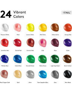 Juego de Pintura Acrílica TMOL 24 Colores 60 ml + 12 Pinceles 2