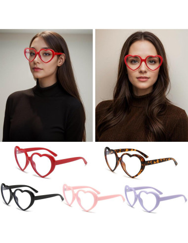 Gafas de Lente Claro NIDOVIX Corazón Vintage Rojas