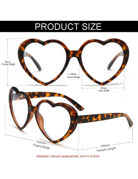 Gafas de Lente Claro NIDOVIX Corazón Vintage Rojas