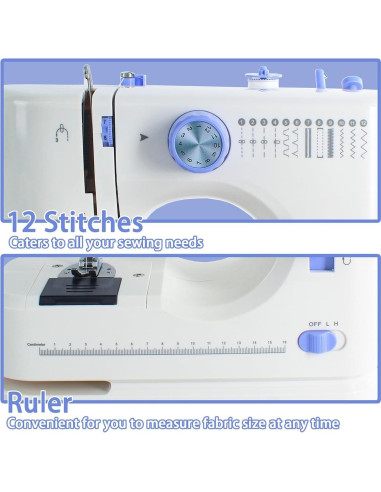 Máquina de Coser Portátil Stoigeld 725 con 12 Puntadas y Kit de Hilos