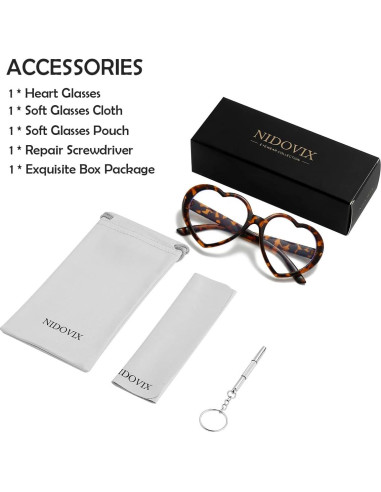 Gafas de Lente Claro NIDOVIX Corazón Vintage Rojas