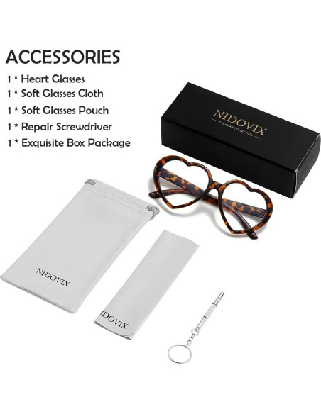 Gafas de Lente Claro NIDOVIX Corazón Vintage Rojas