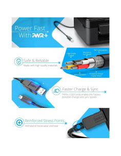 Cable USB 2.0 PWR+ Tipo A a B 12 Pies (3.66m) para Impresoras 2