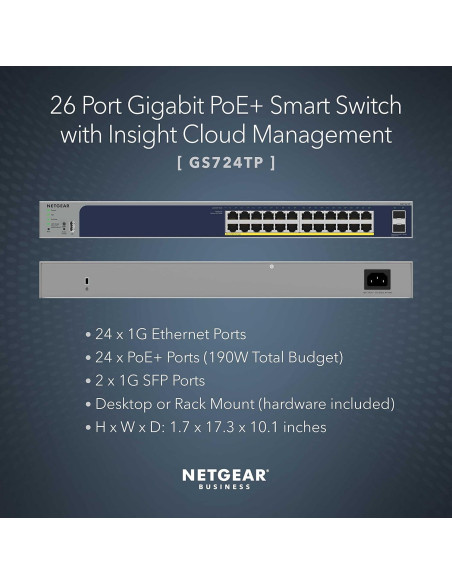 Switch PoE Gigabit NETGEAR GS724TP 26 Puertos Gestionado