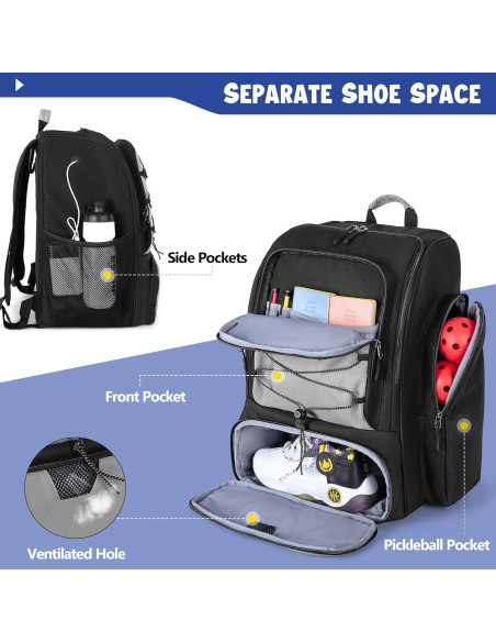 Mochila de Pickleball GOBUROS para 4 Palas y Zapatos