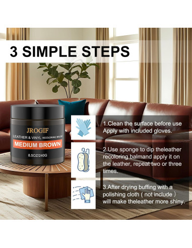 Bálsamo Restaurador de Color de Cuero JROGIF Marrón Medio 240g