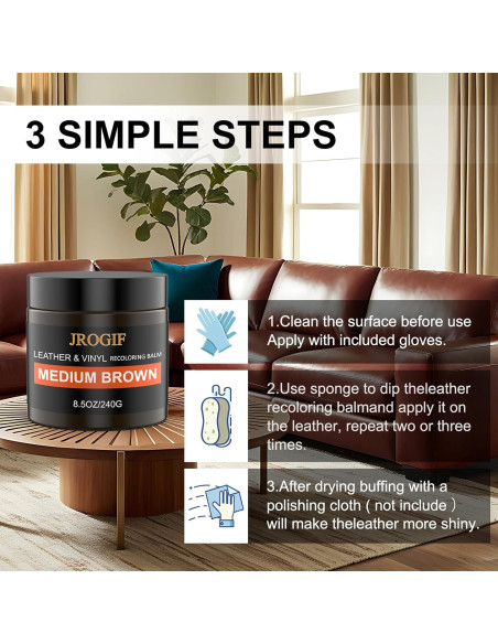 Bálsamo Restaurador de Color de Cuero JROGIF Marrón Medio 240g