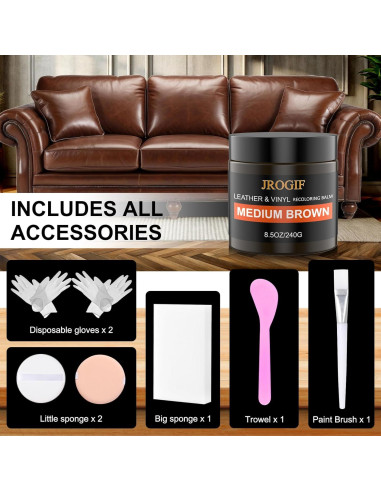 Bálsamo Restaurador de Color de Cuero JROGIF Marrón Medio 240g