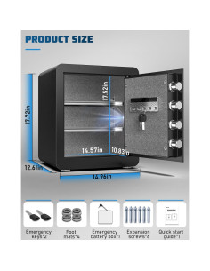 Caja de Seguridad Kavey KS-45 Fuego Resistente 2 Pies Cúbicos 2