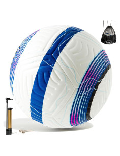 Balón de Fútbol ZWAW Tamaño 5 Cuero PU Impermeable con Bomba