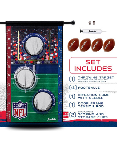 Juego de Lanzamiento de Fútbol NFL Franklin Sports - Objetivo sobre Puerta + 4 Mini Balones