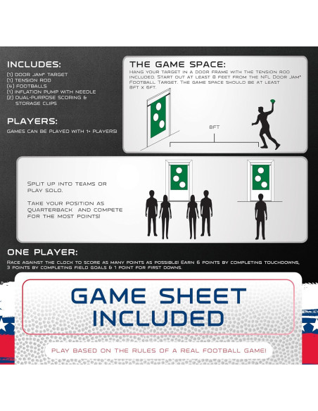 Juego de Lanzamiento de Fútbol NFL Franklin Sports - Objetivo sobre Puerta + 4 Mini Balones