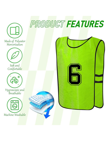 Chalecos de Entrenamiento Komphy 24 Piezas Numerados para Fútbol y Baloncesto