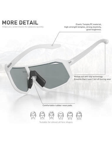 Gafas de Ciclismo SCVCN DZ-S62 UV400 Lentes de Policarbonato