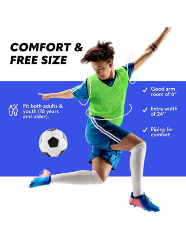 Pinnies GSI Sports - Paquete de 12 Chalecos para Jóvenes/Adultos - 5 Colores