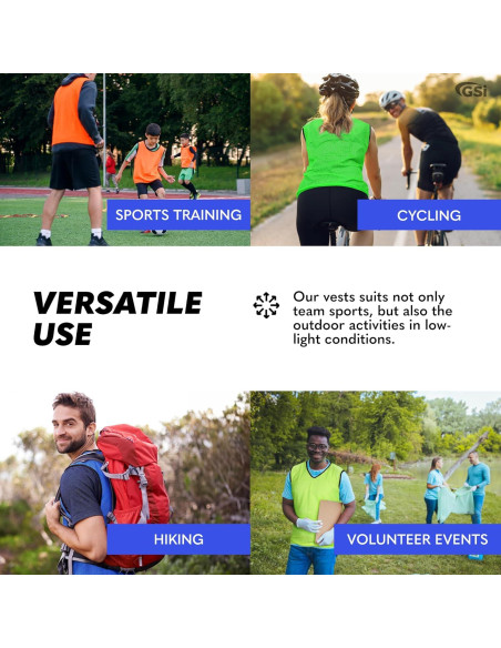 Pinnies GSI Sports - Paquete de 12 Chalecos para Jóvenes/Adultos - 5 Colores