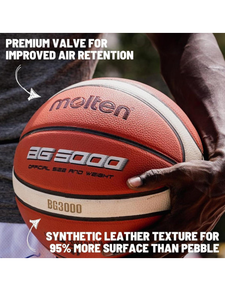 Balón de Baloncesto Molten BG3000 Tamaño 7 Naranja-Marfil