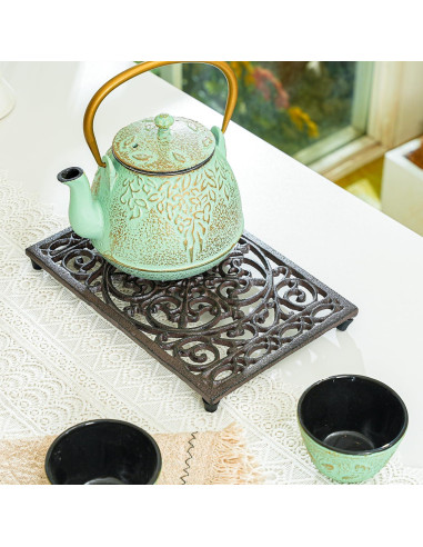 Trivet Rectangular de Hierro Fundido Sungmor 24.4x16cm Patrón Intrincado