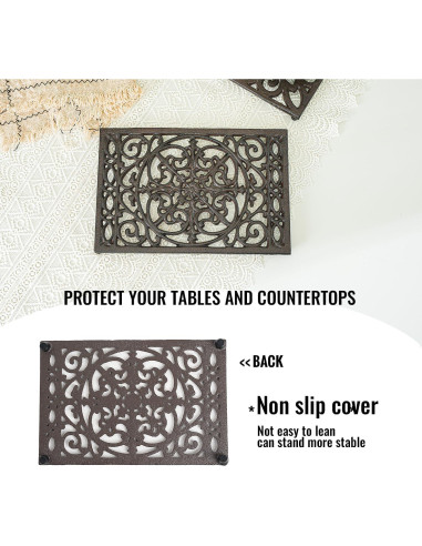 Trivet Rectangular de Hierro Fundido Sungmor 24.4x16cm Patrón Intrincado