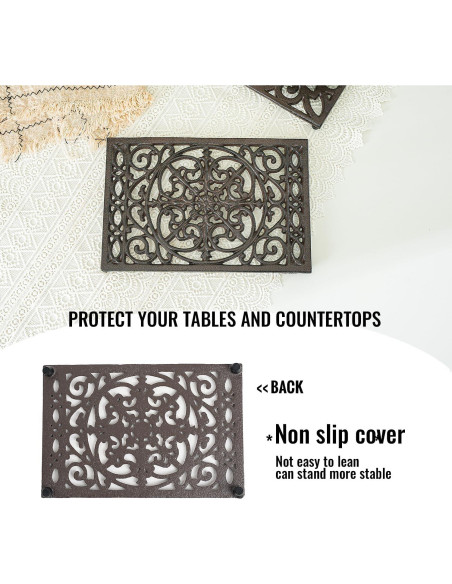 Trivet Rectangular de Hierro Fundido Sungmor 24.4x16cm Patrón Intrincado