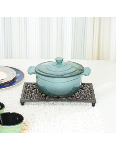 Trivet Rectangular de Hierro Fundido Sungmor 24.4x16cm Patrón Intrincado
