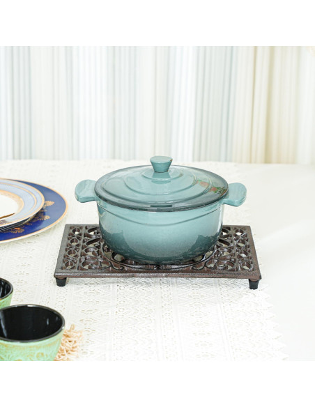 Trivet Rectangular de Hierro Fundido Sungmor 24.4x16cm Patrón Intrincado