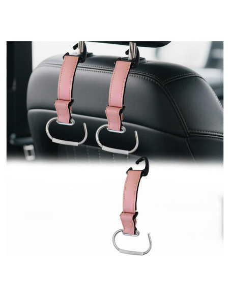 Ganchos para Bolsos de Auto Frayot, Correa Ajustable Rosa