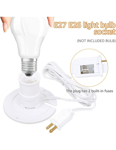Kit de Cable de Luz E27/E26 Basysion para Decoración Navideña